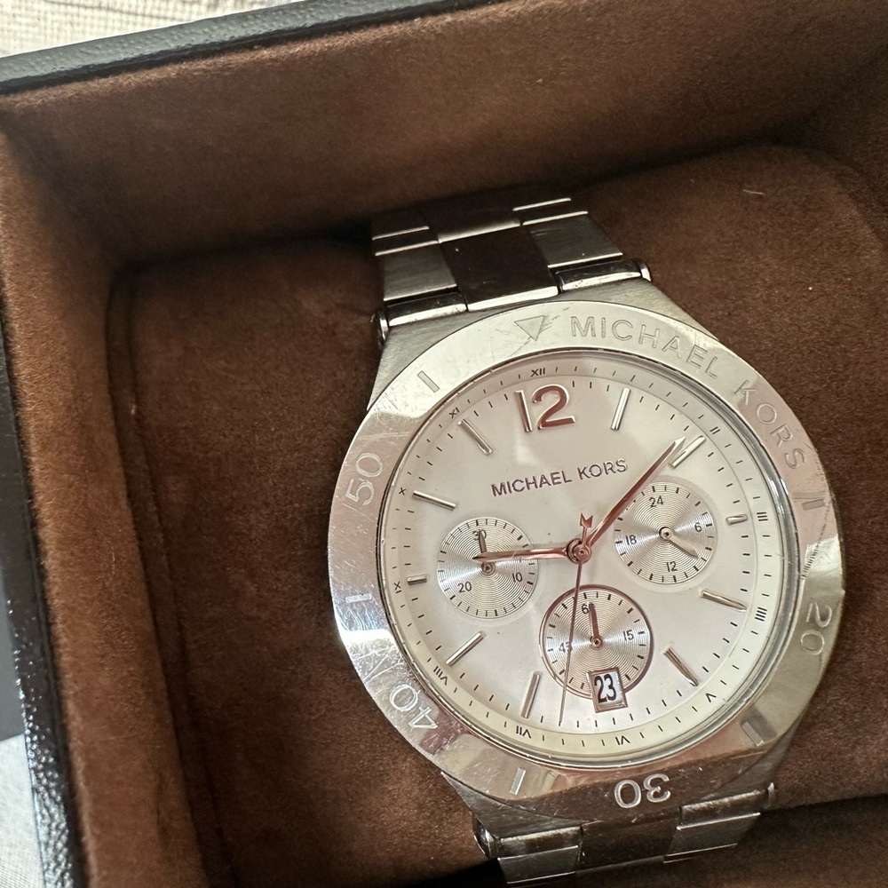 Michael Kors oversized stainless steel chronograph watch